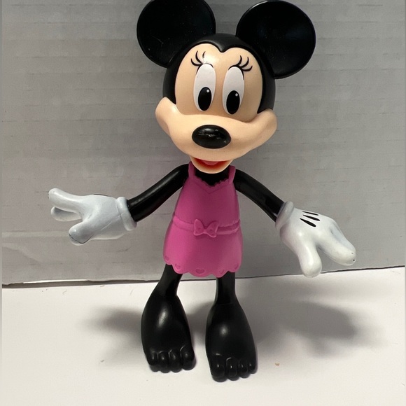Disney Minnie Mouse Figure Plastic Toy 5.25 " Pink Dress - Picture 1 of 6